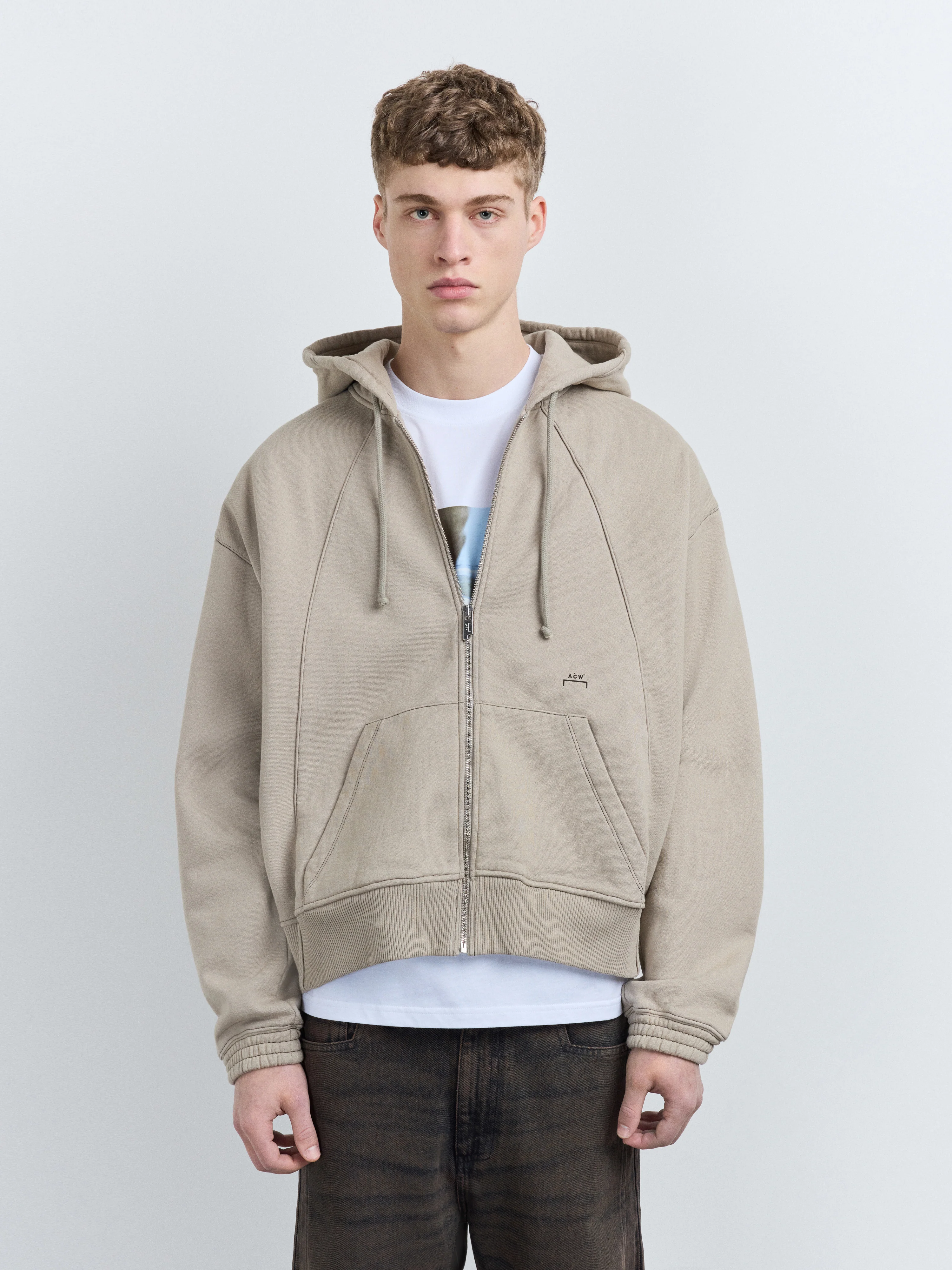 Millbank Zip Hoodie Taupe - Image 4