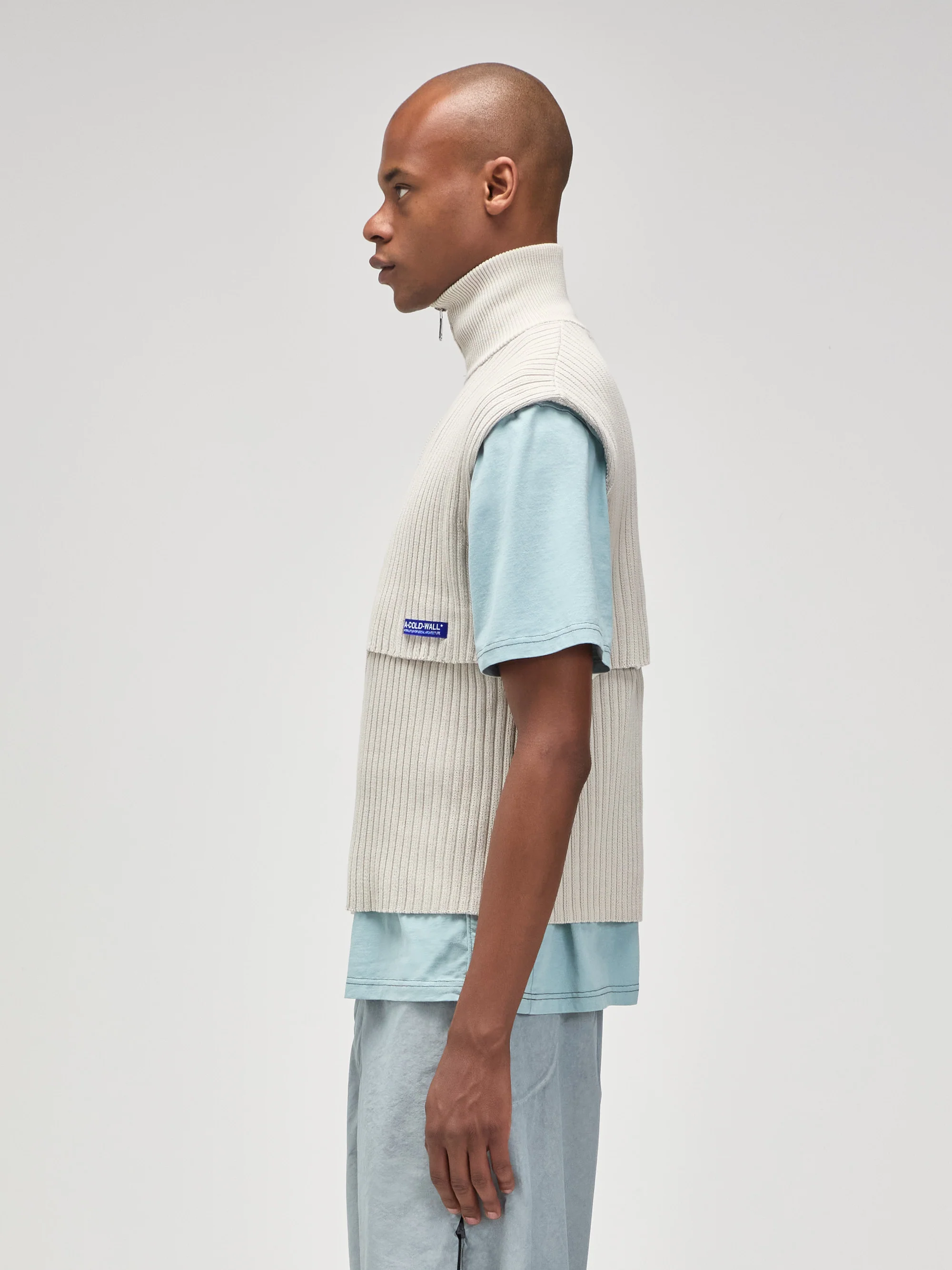 Panel Knit Vest Bone - Image 4